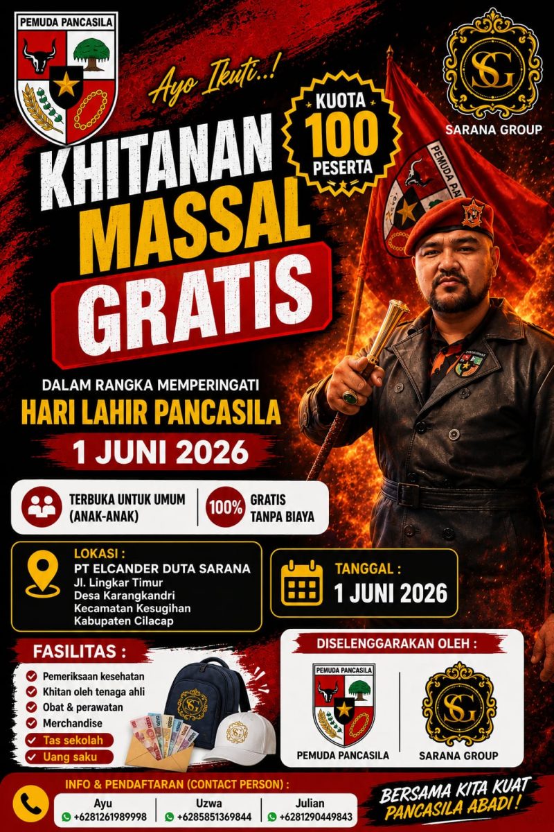 Peringati Hari Lahir Pancasila, MPC Pemuda Pancasila Cilacap dan PT EDS Gelar Khitanan Massal Gratis
