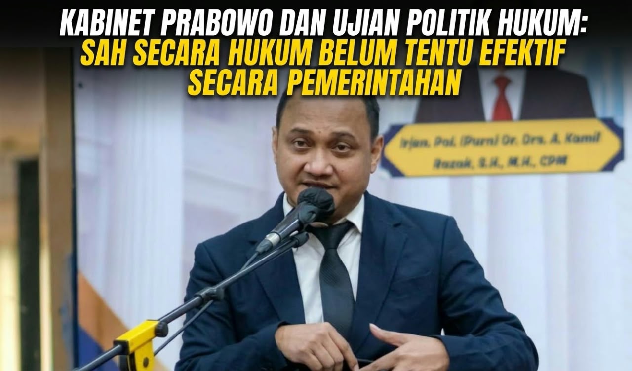 Kabinet Prabowo Dan Ujian Politik Hukum: Sah Secara Hukum Belum Tentu Efektif Secara Pemerintahan  