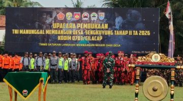 Wujud Pengabdian, MPC Pemuda Pancasila Cilacap Berkontribusi Sukseskan Pembukaan TMMD Tahap II di Desa Buntu